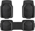 Amazon Basics 3-Piece All-Weather Heavy Duty, Full Set PVC Floor Mats for Universal Fit in Cars, SUVs, and Trucks, Black, Trim to Customize