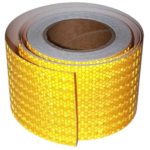 Yellow Reflective Tape 4 inch Wide, Outdoor Waterproof Hazard Conspicuity Warning Industrial Marking Tape (66 feet)