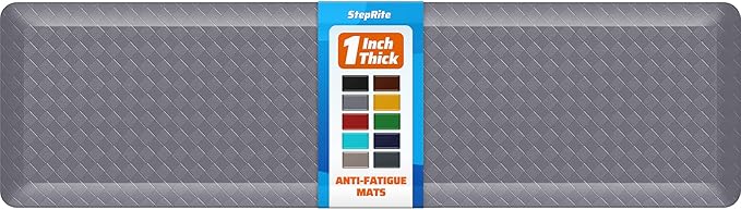StepRite 1” Thick Kitchen Mats for Floor, Anti Fatigue Kitchen Rugs, Non-Slip,Heavy Duty Waterproof Kitchen Rug, Standing Desk Mat for Home, Kitchen, Office(Grey)