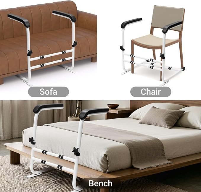 Stand Assist Aid for Elderly/Seniors/Disabled, Couch/Chair Lift Assistance Stand Up Devices-6 Levels Adjustable Height, Help Standing Aids & Supports, Up to 450 Lbs, White