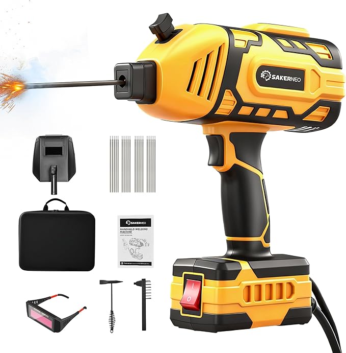 Portable Handheld Welding Machine 110V with IGBT Inverter, 5-Level Adjustable Current 20-120A, Compact Lightweight Design for Stick Welder, DIY Projects, and Professional Use (YELLOW)