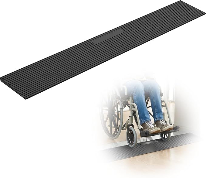 FACHNUO 0.8" Rise Rubber Threshold Ramp for Doorways, 35.4" Wide, 3306 LBS Load Capacity Wheelchair Ramp - Cuttable Non-Slip Rubber Ramp, Secure and Stable for Curbs, Wheelchairs, Walkers and Scooters