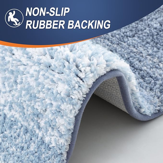 OLANLY Bathroom Rugs Mat 70x46, Extra Soft Absorbent Microfiber Bath Rugs, Rubber Backing, Quick Dry, Machine Washable Bath Mats for Bathroom Floor, Tub and Shower, Home Decor Accessories, Blue