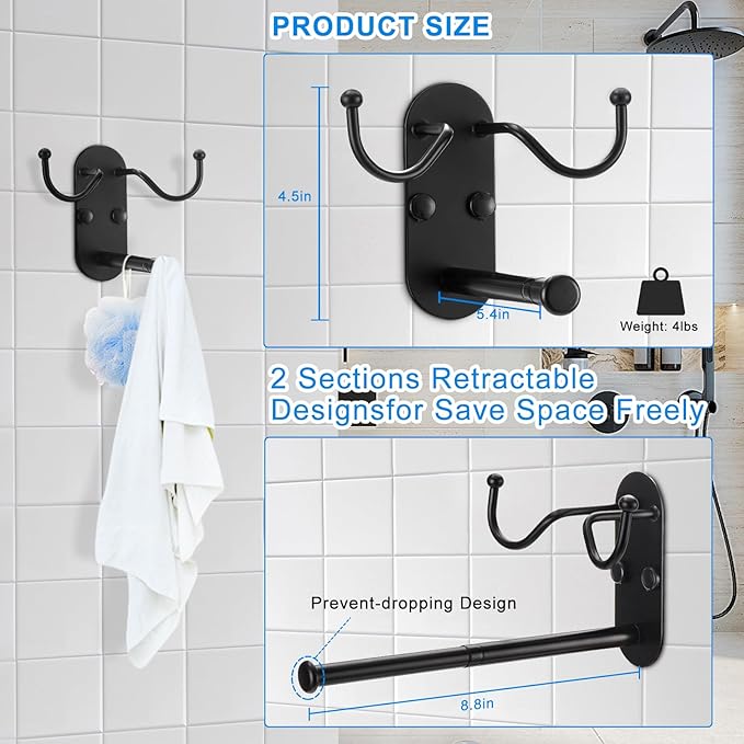 Clothes Hanger Storage, Clothes Hanger Storage Organizer, Damage Free Hanging Wall Hangers for Hanging in Living Spaces, Black