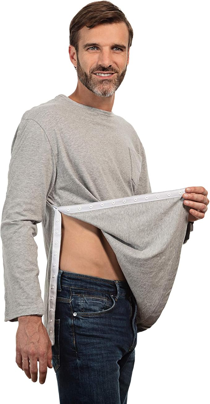 MAI We Care Post Shoulder Surgery Shirts for Men - Tear Away Recovery Apparel, Premium Chemotherapy Clothing