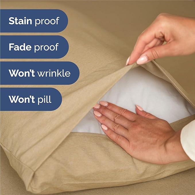 King 6 Piece Sheet Set - Cooling & Breathable Bed Sheets - Hotel Luxury Bed Sheets for Women, Men, Kids & Teens - Bedding w/Deep Pockets & Easy Fit - Soft & Wrinkle Free - King Heathered Tan Sheets