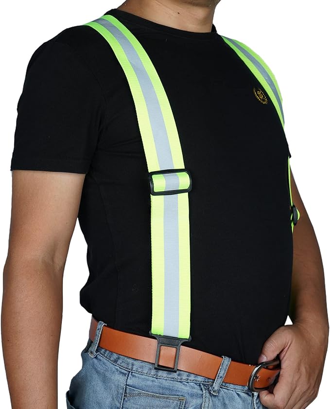MELOTOUGH Suspenders with Non-Metal End Clip Reflective Safety Belt Clip