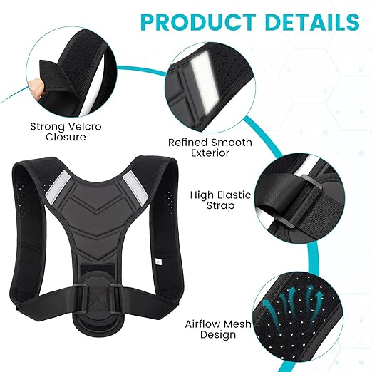 Posture Corrector for Men & Women, Adjustable Back Brace & Straightener for Office, Home & Daily Use, Relieve Back Pain, Prevent Hunching & Slouching, Comfortable & Breathable, S
