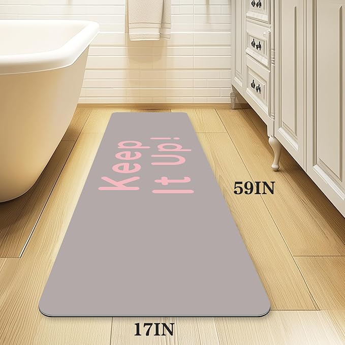 Bath Mat, Bathroom Mat Rugs Super Absorbent Shower Mats Non Slip Quick Dry Thin Rubber Mats for Bathroom Floor Fit Under Door, Shower Rug for Bathtub, Shower, Beige