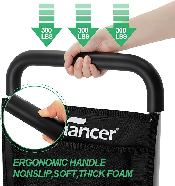 RELIANCER Bed Safety Rail for Elderly Adult,Adjustable Bedside Assist Grab Bar w/Storage Pocket,Bed Side Support Railing for Seniors,Fall Prevent Bedside Handle Bar,Bedside Assist Guard Rails Bed Cane