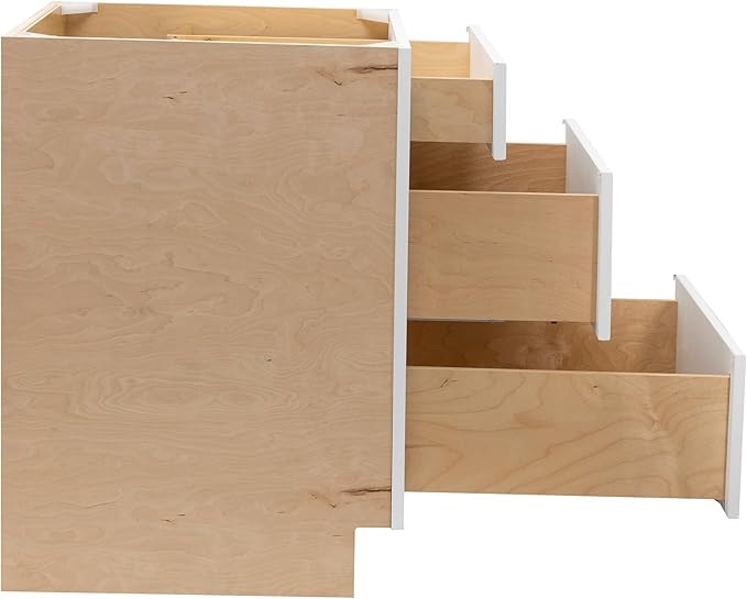 Quicklock RTA (Ready-to-Assemble) | Base Kitchen Cabinets - Shaker Style | Made in America (Pure White, 21" W x 34.5" H x 24" D 3 Drawer Pots and Pans)
