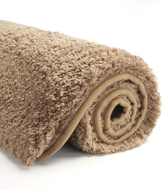 Suchtale Extra Soft & Absorbent Shaggy Bath Mat (24 x 60, Sand) - Machine Washable, Non-Slip Microfiber Bath Mat for Bathrooms, Luxury Floor Mats with Rubber Back
