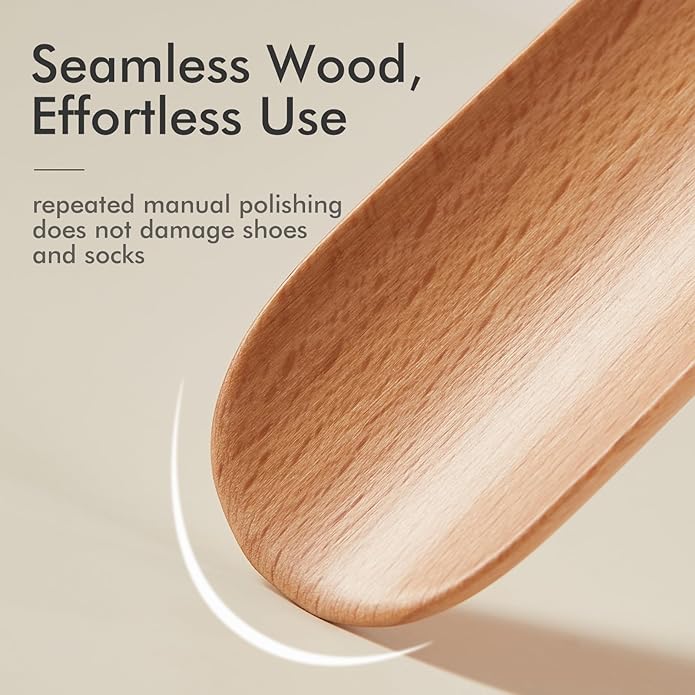 CHOSIN Shoe Horn for Kids Men Women, Portable Shoe Spoon Boot Horn Helper, 2pcs wooden shoehorn for Home or Travel