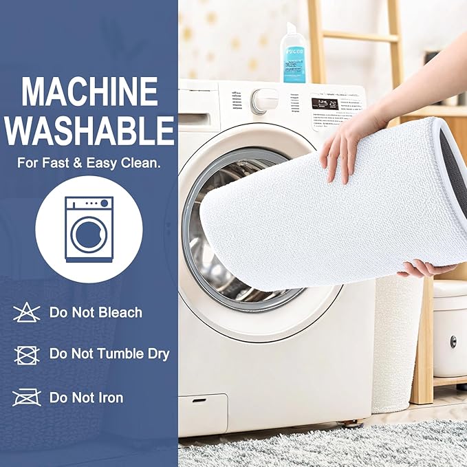 OLANLY Thick Memory Foam Bath Mat Rug 47x17, Extra Soft Absorbent Bathroom Rug, Quick Dry Bath Mats, Non-Slip, Machine Washable Carpet for Bathroom, Tub and Shower, Home Decor Accessories, White