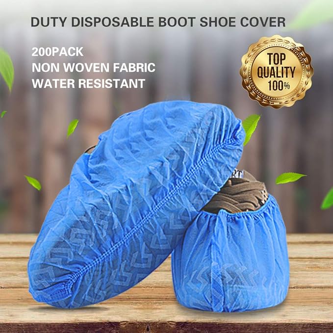 Shoe Covers Disposable 200 Pack (100 Pairs) | Non-Slip, Durable, Indoor | Protect Your Home, Floors and Shoes