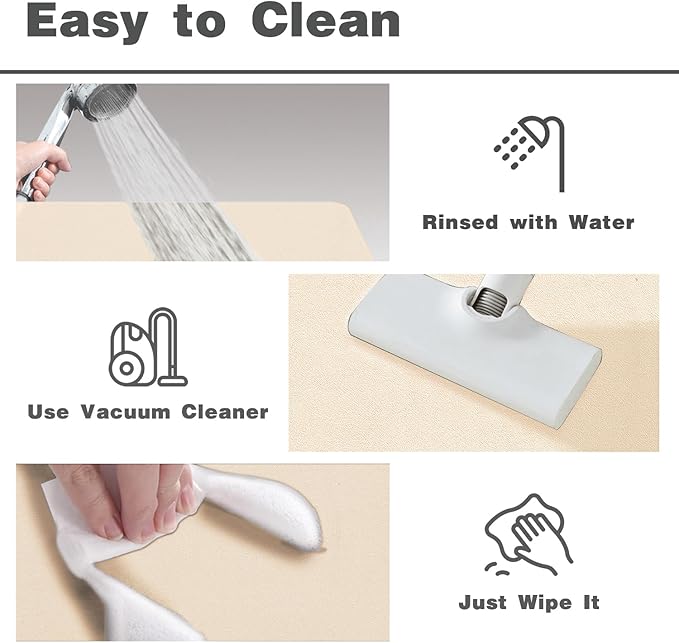 Bath Mat, Bathroom Rugs Non Slip Washable Thin Absorbent Quick Dry Bath Mat Fits Under Door Bathroom Floor Mat Perfect for Bath, Shower, or Sink 20"x48" Beige