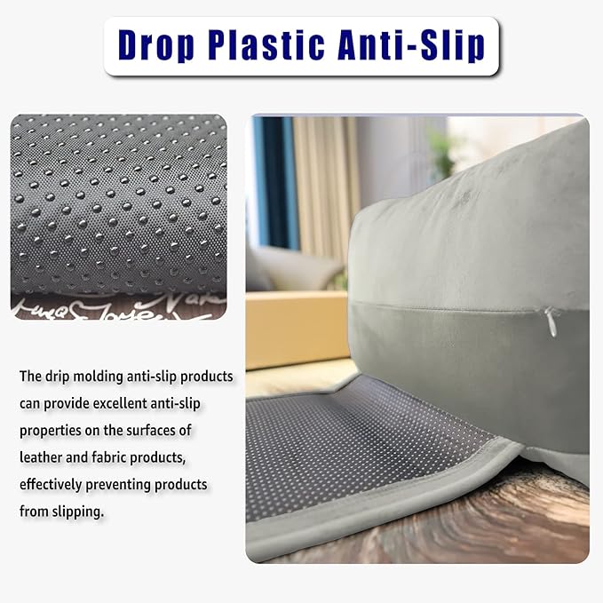 Non-Slip Head Pillow for Recliners - Neck Support Cushion with Velvet Cover for Pain Relief at Home, Office and Travel (Light Gray)