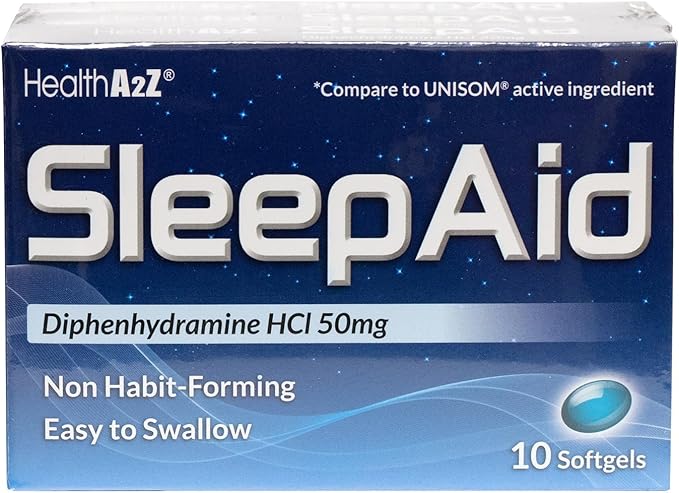 HealthA2Z® Sleep Aid | Diphenhydramine HCL 50mg | Softgels | Supports Deeper Restful Sleeping | 10 Counts (Pack of 3)