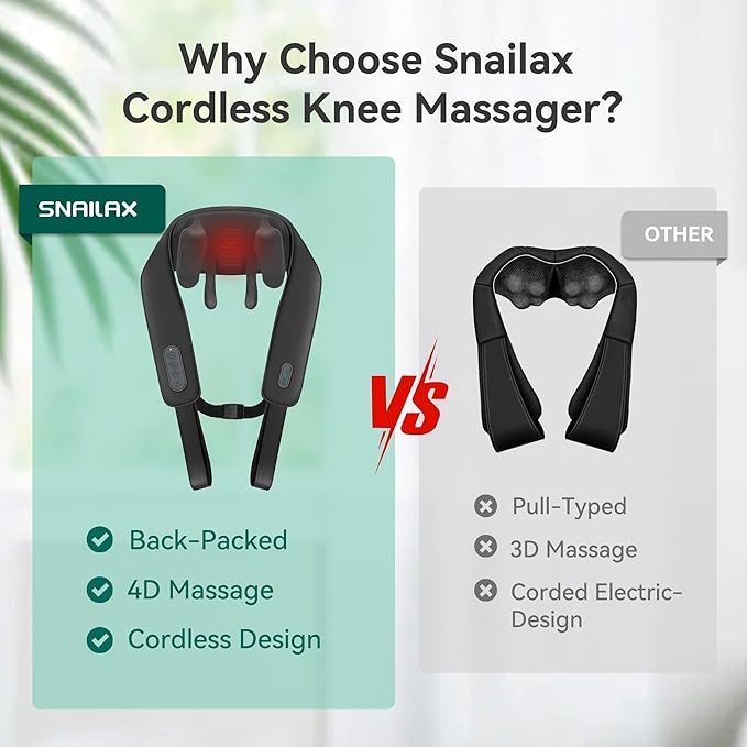 Snailax Cordless Neck Shoulder Massager with Heat for Pain Relief Deep Tissue, Upgarded 4D Kneading, Shiatsu Back Neck Massager Pillow for Neck, Shoulders Back