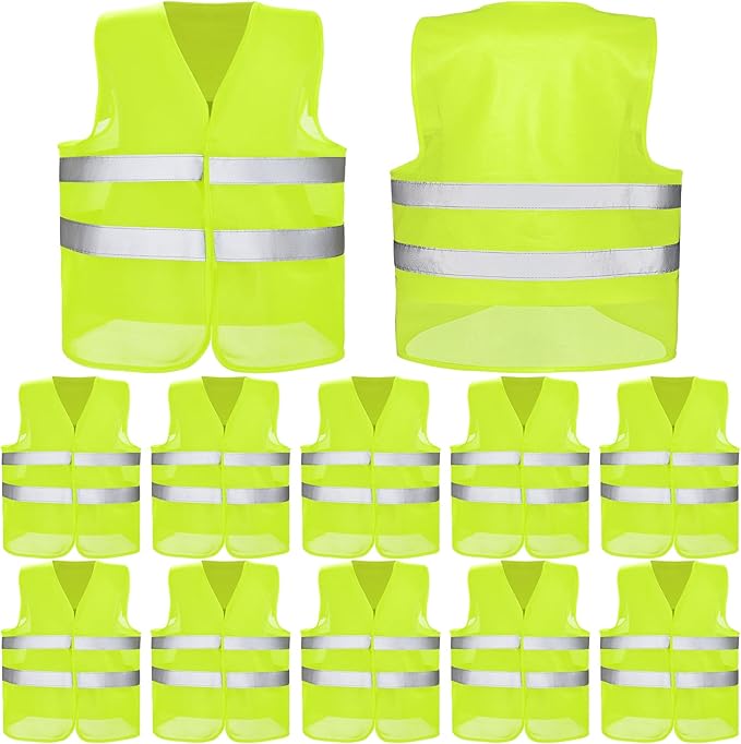 Coume 12/20 Pieces Safety Vests Bulk High Visibility Reflective Vests Mesh for Construction Working with 2 Reflective Strips