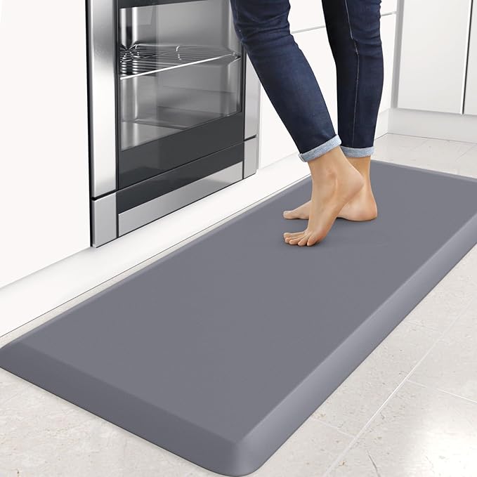4/5 Inch Thick Kitchen Mats for Floor, StepRite Kitchen Rug for Standing Desk, Non-Slip, Thicker, Stain & Water Resistant, Comfort Anti Fatigue Floor Mat for Home, Kitchen, Office - Grey,54 * 22''
