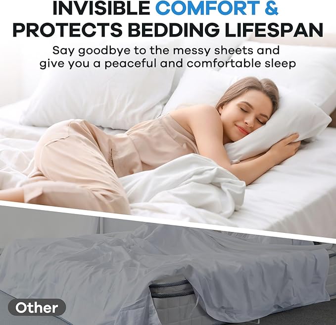 Upgrade Bed Sheet Holders for Corners Keep Sheets Firm & Tight, Foldable Lock Sheet Holders Set of 4, Heavy Duty Bed Sheet Clips, Sheet Locks, Fit All Mattress Easy Install, White
