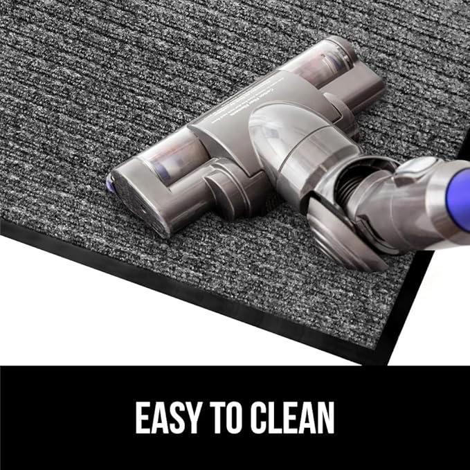 GORILLA GRIP Waterproof Traffic Guard Door Mat, Heavy Duty Entryway Mats, Strong Rubber Back Commercial Utility Rugs for Office Hallway, Garage Floor and Home, Low Profile Carpet, 29x17, Light Gray