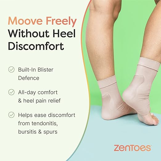 ZenToes Achilles Tendon Support Sleeve, Padded Compression Sleeve for Achilles Tendonitis Relief & Haglunds Heel, Washable Padded Socks & Heel Protectors for Bursitis Relief, 1 Pair