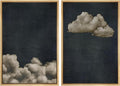 MUDECOR Framed Canvas Print Wall Art Vintage Cloudscape Dark Moody Sky with Floating Clouds Illustrations Modern Art Decorative Chic for Living Room, Bedroom, Office - 16"x24"x2 Natural