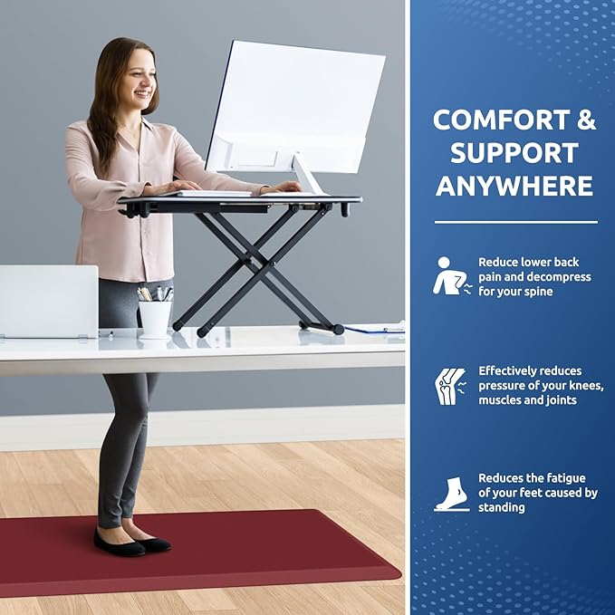 KitchenClouds Kitchen Mat Cushioned Anti Fatigue Rug 20"x39" Waterproof, Non Slip, Standing and Comfort Desk/Floor Mats for House Sink Office (Red)