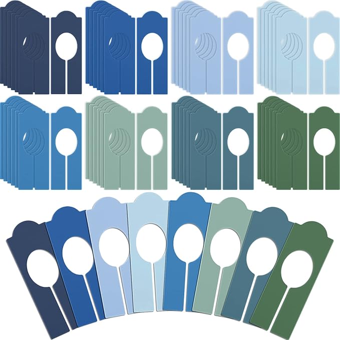 Sintuff 64 Pcs Hanging Closet Size Dividers Clothing Rack Dividers Rectangular Reusable Closet Separators for Clothing Racks Retail (Bright Color)
