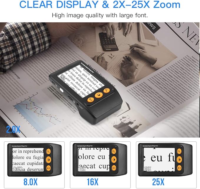 Eyoyo Portable Digital Video Magnifier Electronic Reading Aid 3.5 Inch LCD Screen for Low Vision 2x-25x Zoom Foldable Handle
