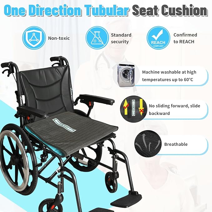 One Way Transfer Support Seat Cushion - Non-Slip Fall Prevention Pad for Elderly/Disabled Use on Wheelchairs, Chairs, Beds, and More - 17"x17"