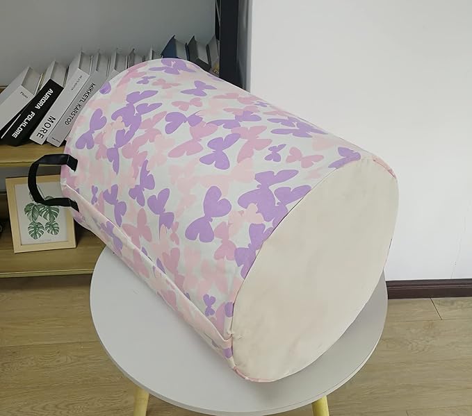 19.7 Inch Round Butterfly Pattern Laundry Clothes Hamper Laundry Basket with Handles,Storage Organizer Bins Laundry Gift Basket for Room, Bedroom Decor