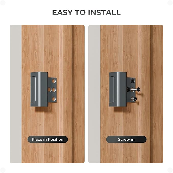 4Pack Home Security Door Reinforcement Lock, Childproof Safety Door Lock Latch Inside Stopper, Add High Security to Prevent Home Unauthorized Entry, Aluminum Construction Finish Grey