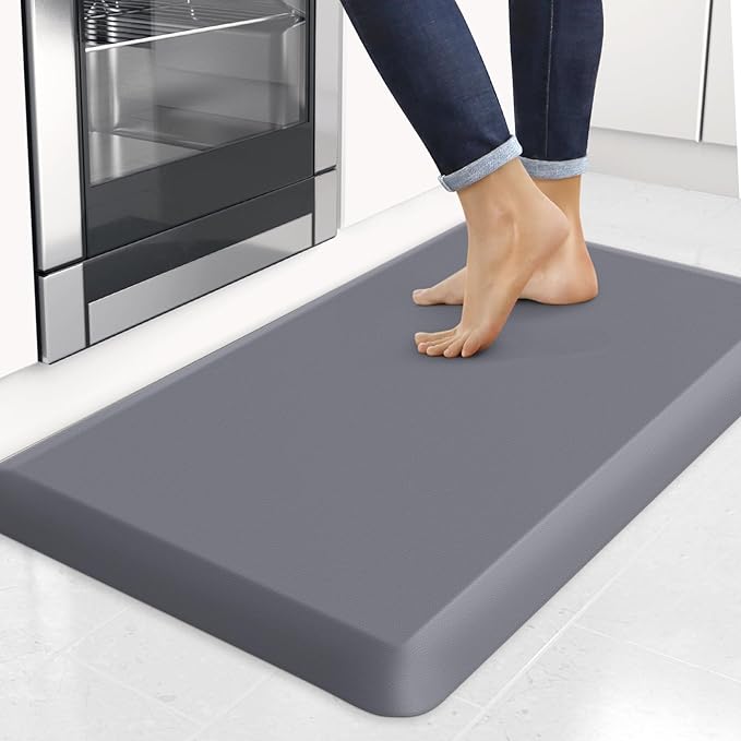 4/5 Inch Thick Kitchen Mats for Floor, StepRite Kitchen Rug for Standing Desk, Non-Slip, Thicker, Stain & Water Resistant, Comfort Anti Fatigue Floor Mat for Home, Kitchen, Office - Grey,32 * 20''
