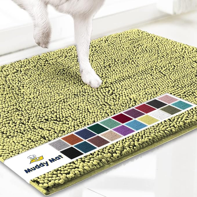 Muddy Mat® | Super Absorbent Door Mat Indoor, Microfiber Quick Dry Chenille Entryway Rug, Non-Slip Front Door Mat, Indoor Mats for Entryway, Machine Washable Pet Rug, Yellow 24"x36"