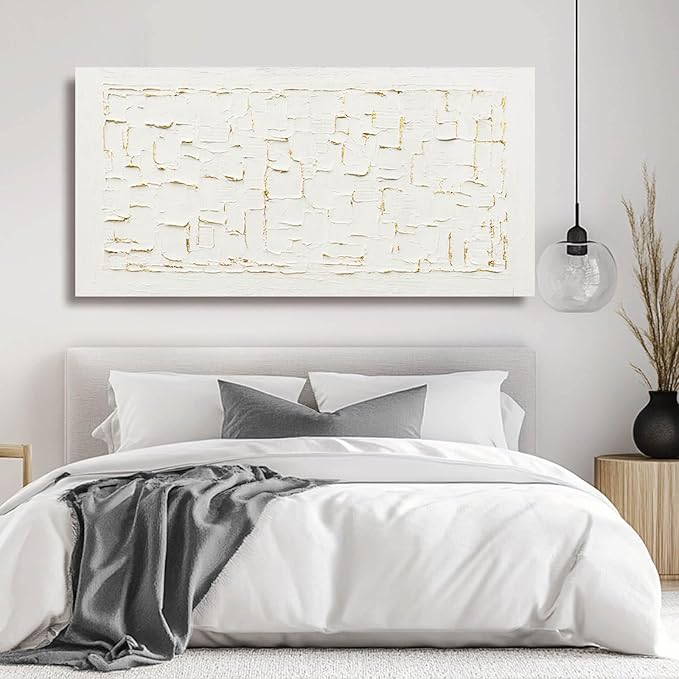 SOUGUAN Neutral Wall Art Modern Wall Decorations Minimalist Canvas Paintings 29"x58" Hand Painted Artwork for Bedroom Kitchen Pictures