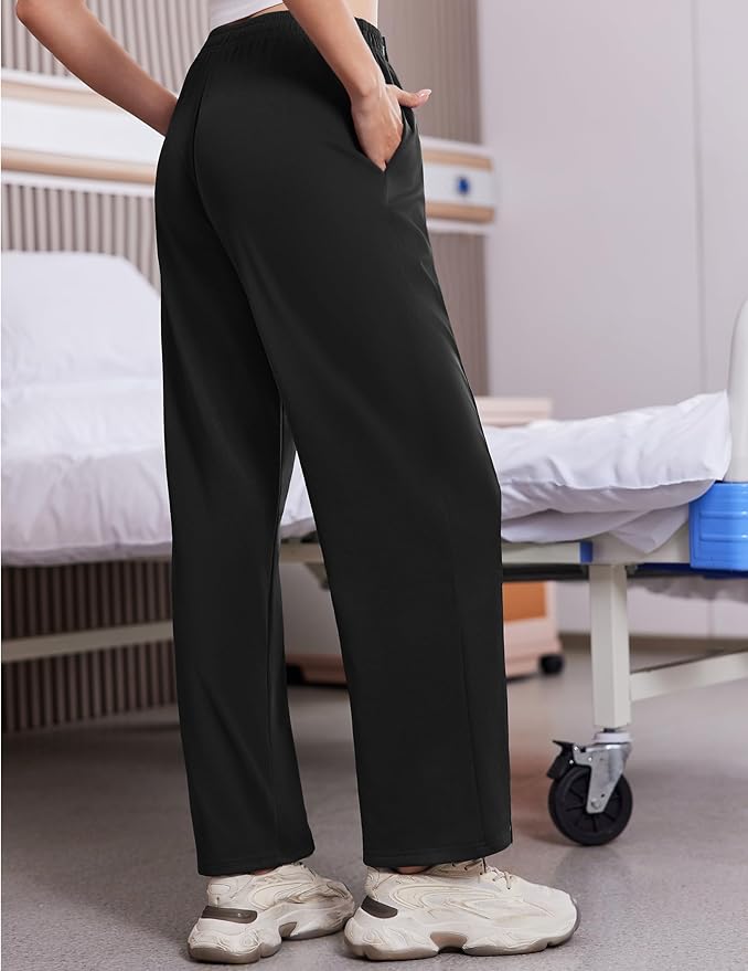 Deyeek Tear Away Pants for Women Side Slit Snap Sweatpants Loose Fit Post Surgery Casual Adaptive Clothing with Pockets