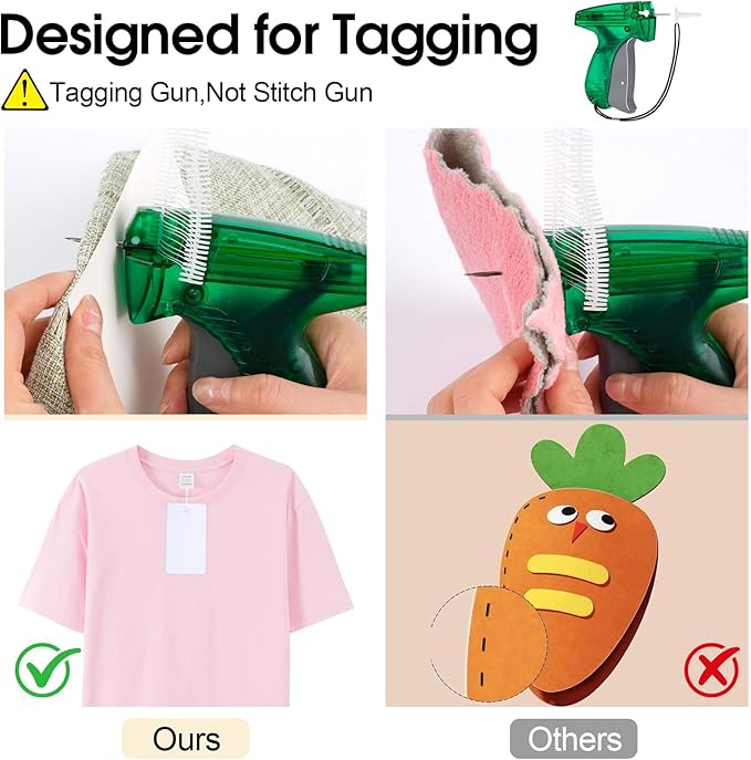 BEVTEE Tagging Gun for Clothing, Green Tag Gun Kit with 5 Needles, 1120 Barbs Fasteners & 1 Hard EVA Case, Durable and Easy to Use Tagging Tool for Clothes, Fabric, Retail Price Tags and DIY