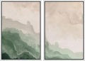MUDECOR Framed Canvas Print Wall Art Soft Green and Beige Abstract Calming Watercolor Landscape Illustrations Modern Art Decorative Bohemian Chic for Living Room, Bedroom, Office - 24"x36"x2 White