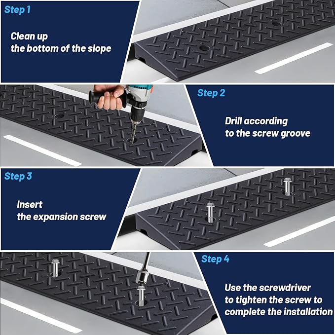 2 Pack Driveway Curb Ramp, 2 Inch Rise Rubber Threshold Ramp, Heavy Duty 6600LB Capacity for Lawn Mower, Wheelchair, Motorcycle, Cars, Sidewalk & Shed