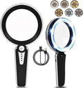 45X Magnifying Glass with Light, 1200mAh USB Rechargeable, 6 Lighted Modes, Large Handheld Magnifier for Low Vision Seniors with Macular Degeneration, Reading, Jewelry, Coins - Black