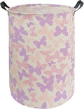 19.7 Inch Round Butterfly Pattern Laundry Clothes Hamper Laundry Basket with Handles,Storage Organizer Bins Laundry Gift Basket for Room, Bedroom Decor