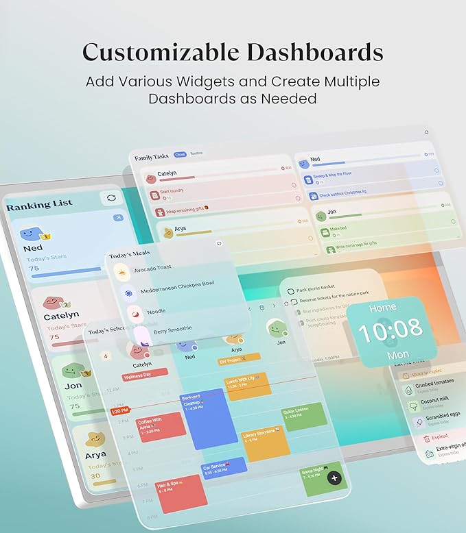 Cozyla Digital Calendar+ 2: 32 inch Wall Planner Touch Screen Chore Chart Customize Dashboard Smart Electronic Calendar for Family Schedules Meal Planner Support Any Google Play App Wall Mount White