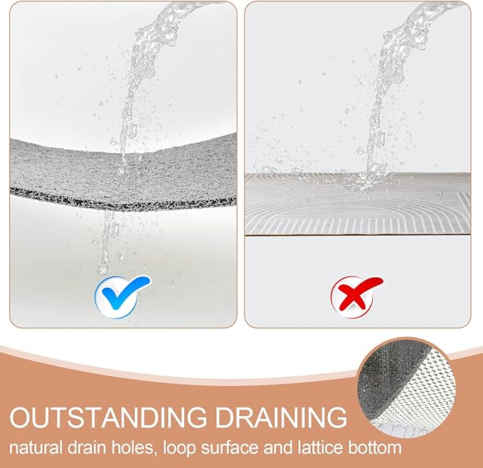 Joyhalo Shower Mat Bathtub Mat Non Slip, Bathmats Non Slip, Quick Drying Foot Scrubber Loofah Mats for Shower, Tub, Bathroom, Home, 17 * 24inch, Grey
