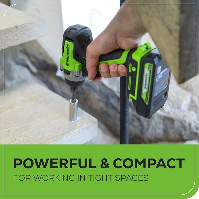 Greenworks 24V Brushless Cordless Impact Driver Kit, 2650in./lbs Torque, Variable Speed-Battery and Charger Sold Separately, Green