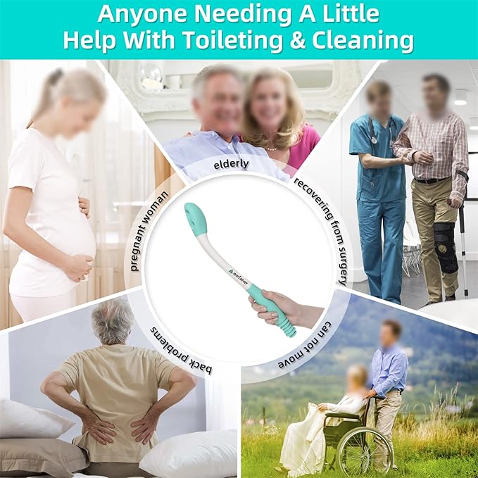 Toilet Aids Wiping Long Reach （2 Pack） Comfort Wipe Wand Bottom Buddy Toilet Self Tissue Aids for Toileting, Self Help Wipe Butt for Fat People，Limited Mobility,Elderly, Pregnancy,with hooks.
