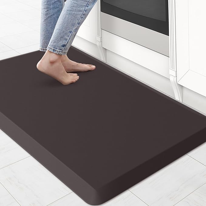 KitchenClouds Kitchen Mat Cushioned Anti Fatigue Rug 20"x32" Waterproof, Non Slip, Standing and Comfort Desk/Floor Mats for House Sink Office (Chocolate)