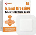[4''x4''-30count] Carbou Island Dressing Bordered Gauze Sterile Individually Wrapped Gauze Pads,Highly Absorbent Adhesive Dressing Pad,Soft and Breathable Wound Dressing for Wound Care